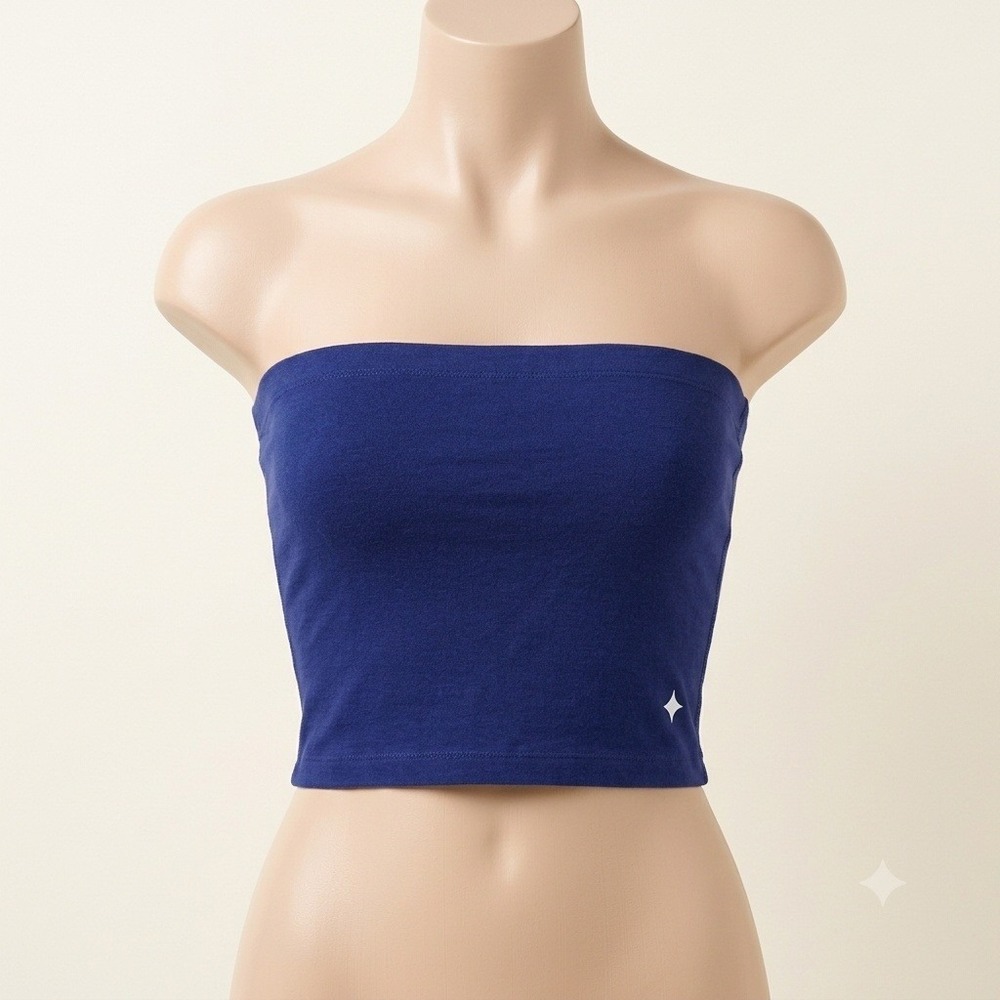 American Eagle Reversible Tube Top Navy Blue Light Blue Strapless Crop Top S